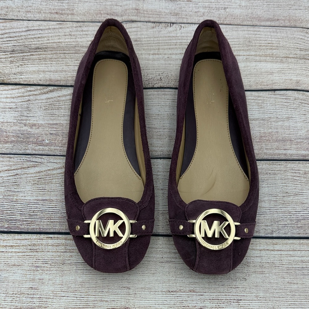 Michael Kors Plum Loafers with Gold Logo
